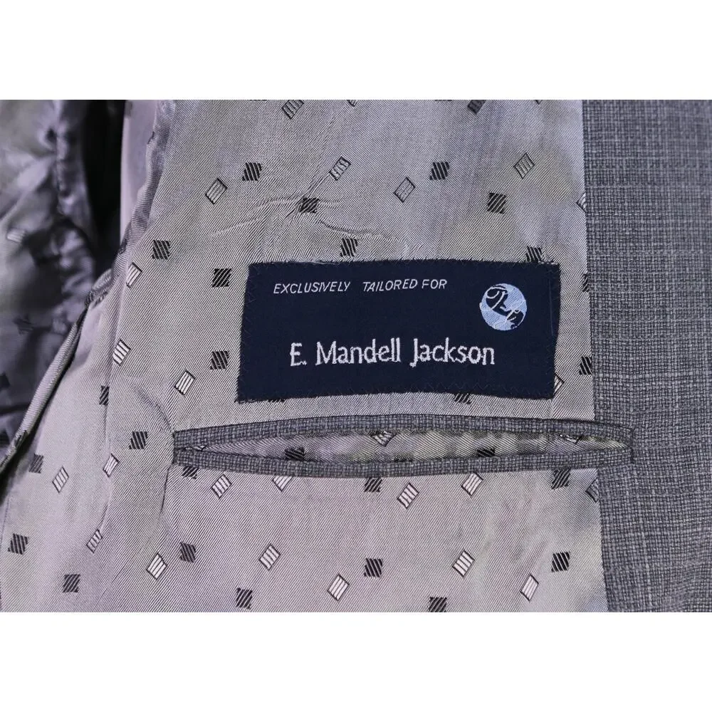 Tom James Custom Tailored Gray Knit Woven Silk 2 Button Blazer Sportcoat 42L
